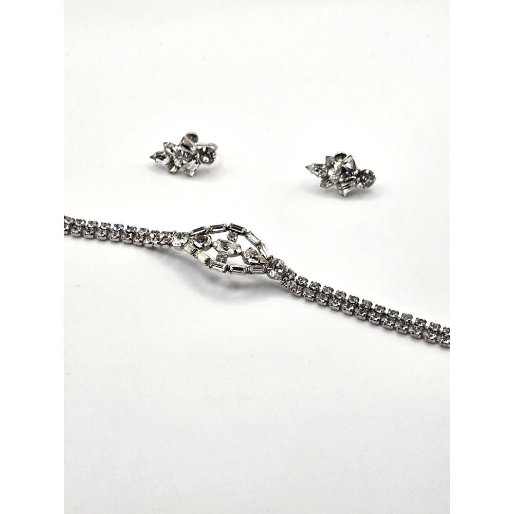 Vintage stunning Sherman Rhinestone Bracelet And Earrings Demi Parure Set - Picture 4 of 8